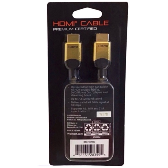 Blackweb Premium Certified HDMI 4 ft. Cable (NWT) - Picture 2 of 3